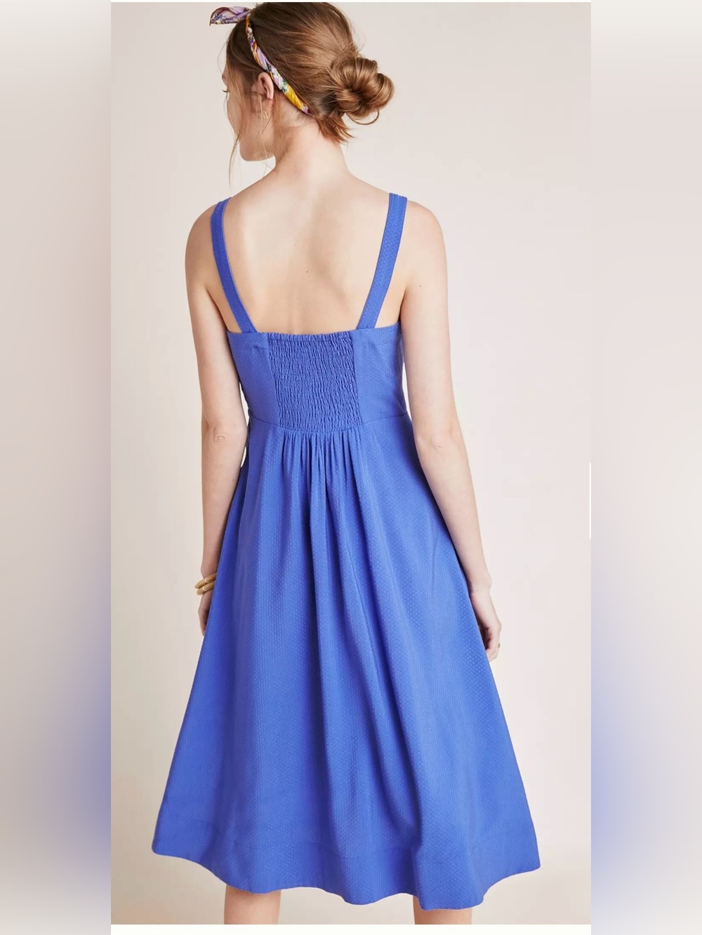 Anthropologie Maeve Women’s Blue Rosemary Euro Summer Midi Dress. Size 12 - Picture 2 of 14
